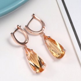 Fashion Rose Gold Cubic Zirconia Drop Shape Engagement Earings