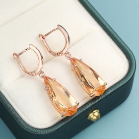 Fashion Rose Gold Cubic Zirconia Drop Shape Engagement Earings