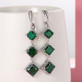 Fashion Tassel Earrings Chain 925 Sterling silver Stackable Square Cut Earrings