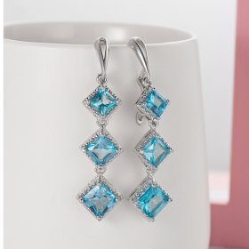 Fashion Tassel Earrings Chain 925 Sterling silver Blue Earrings