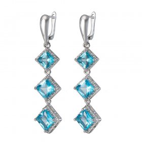 Fashion Tassel Earrings Chain 925 Sterling silver Blue Earrings